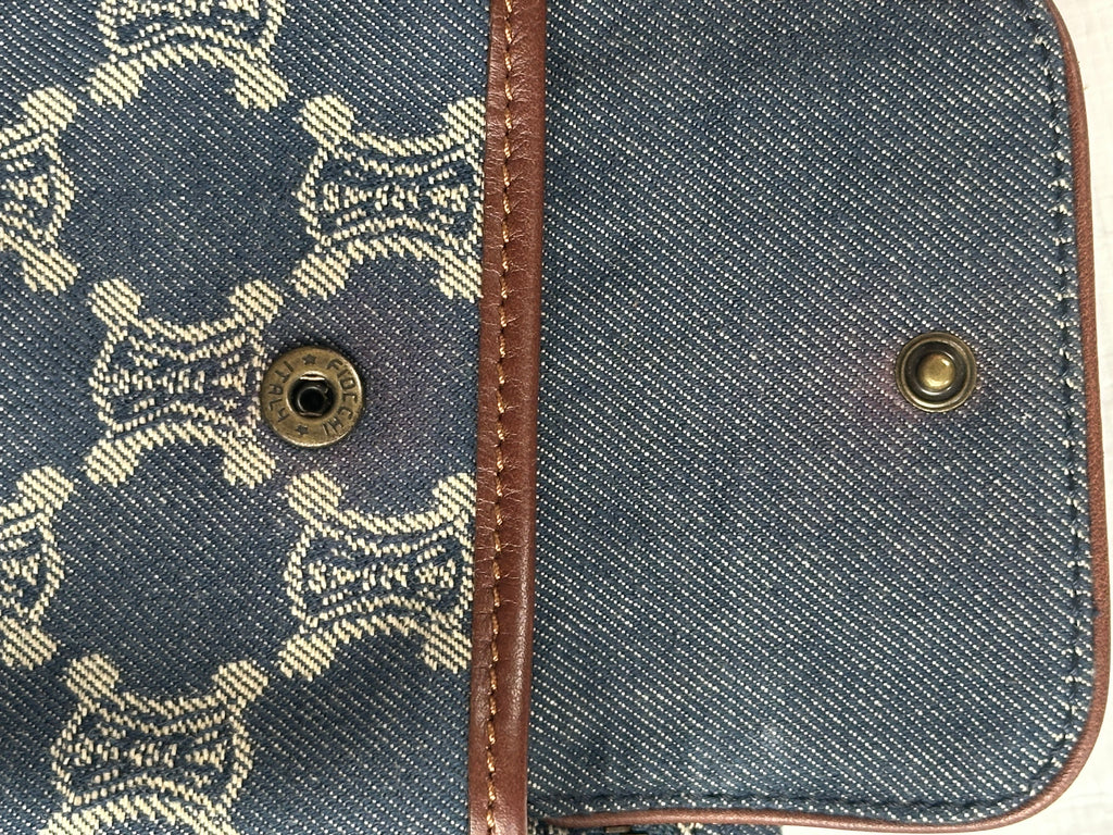 Leather & denim belt bag