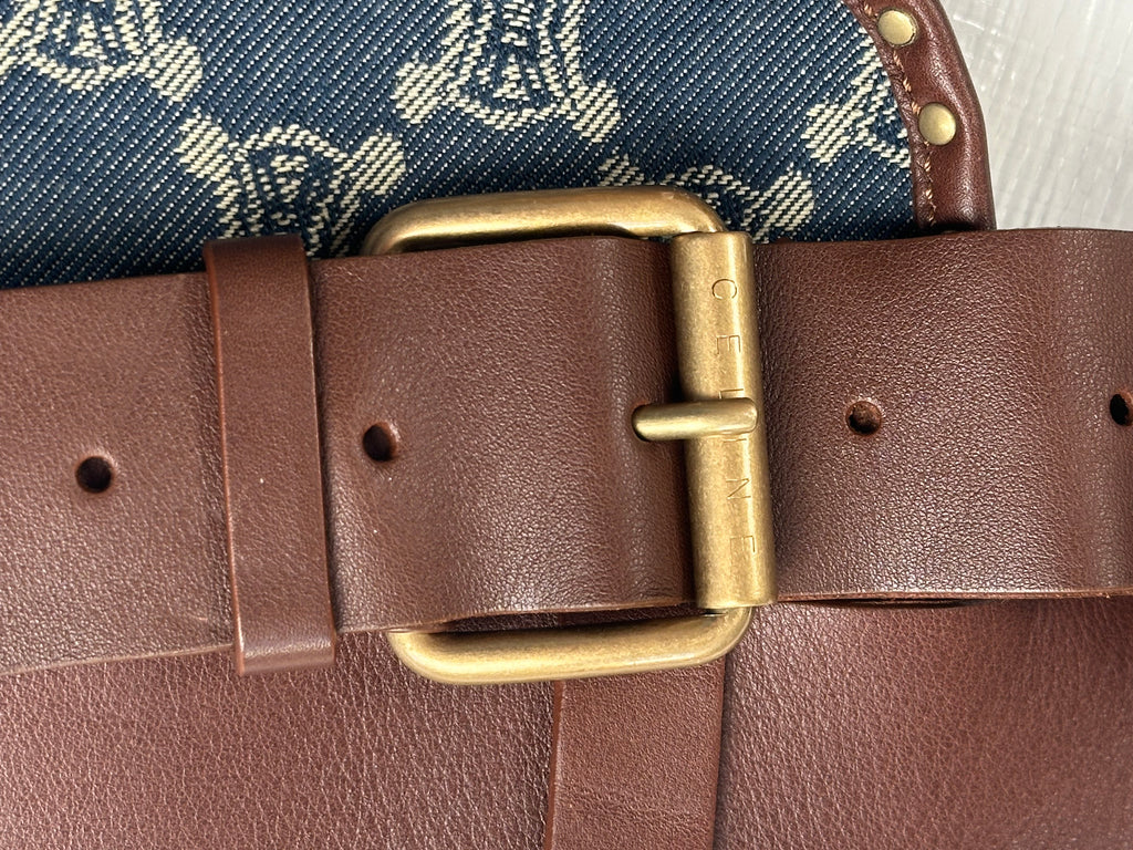 Leather & denim belt bag