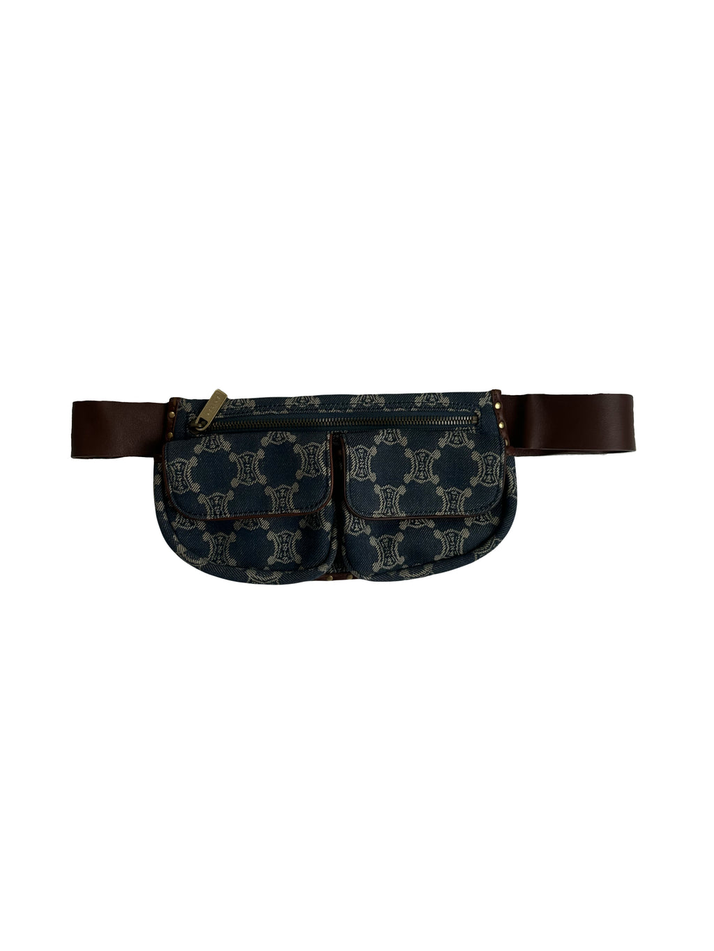 Leather & denim belt bag