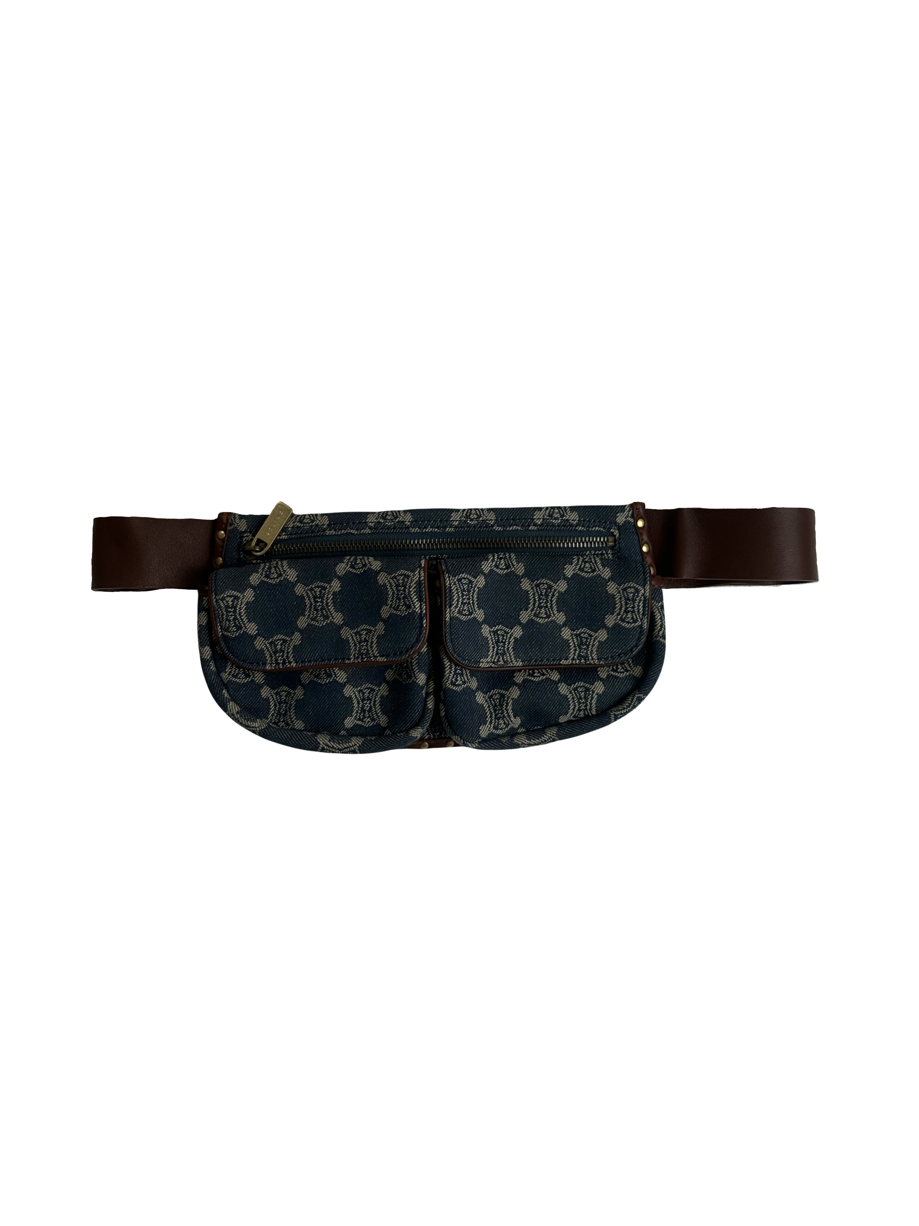 Leather & denim belt bag
