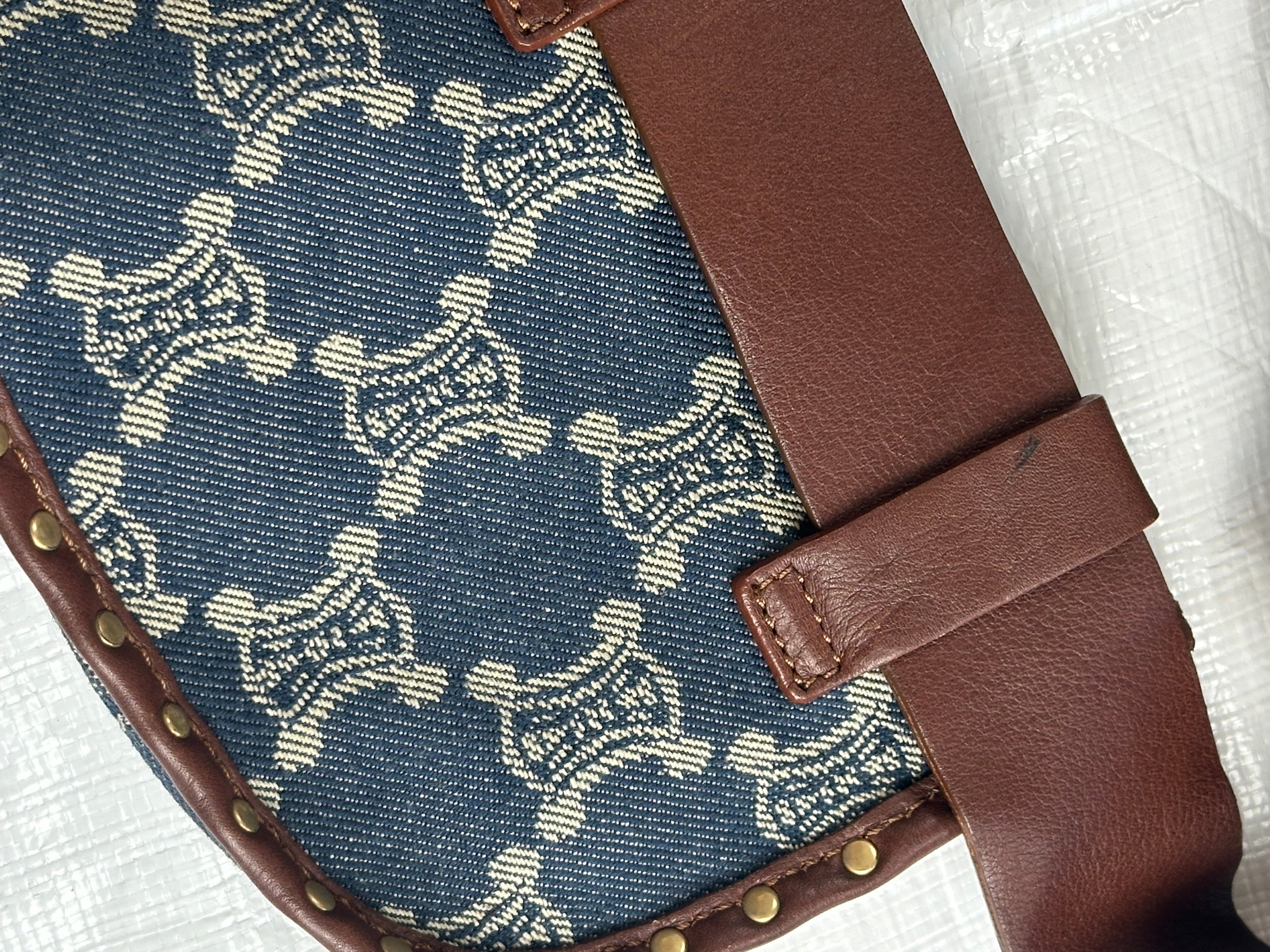 Leather & denim belt bag