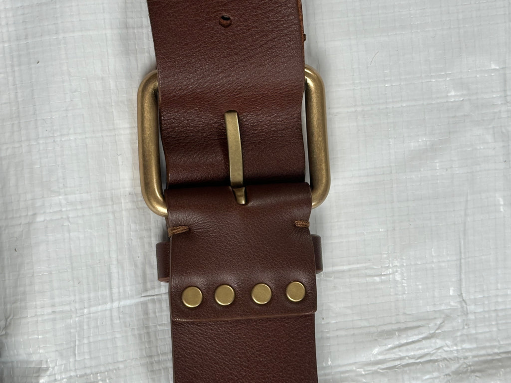 Leather & denim belt bag