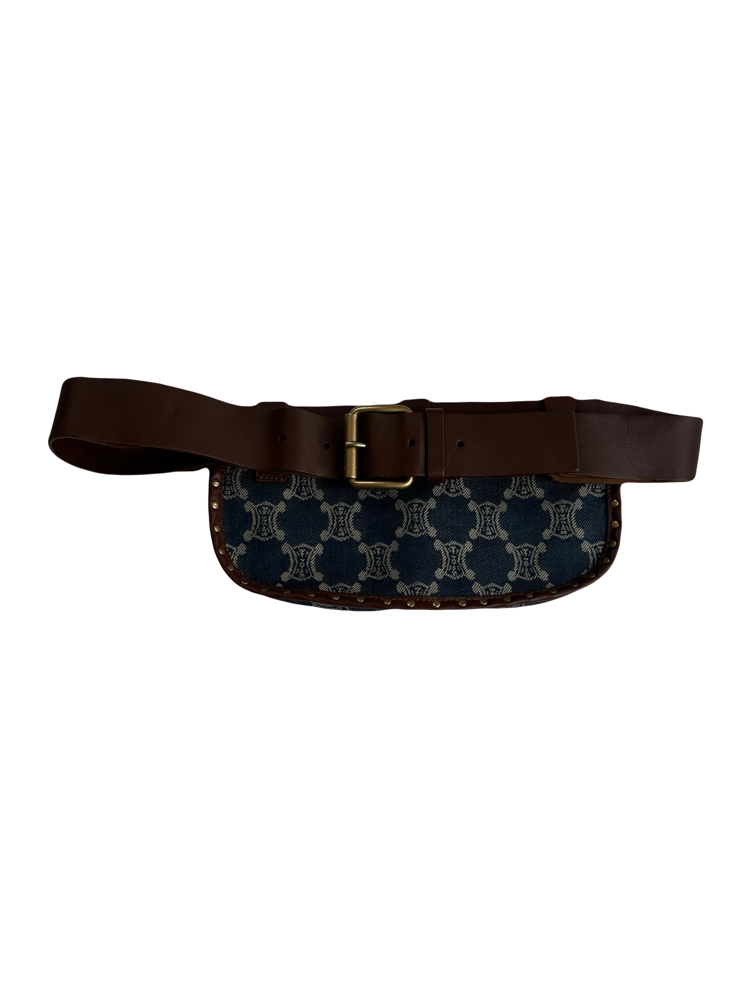 Leather & denim belt bag